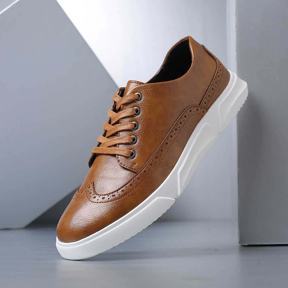 Leather Brogue Sneaker Lace-Up Cushioned Sole – Fenron