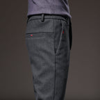 Slim Fit Stretch Trousers Cotton Blend Wrinkle-Resistant – Moss