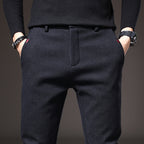 Slim Fit Stretch Trousers Cotton Blend Wrinkle-Resistant – Moss