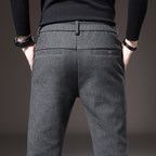 Slim Fit Stretch Trousers Cotton Blend Wrinkle-Resistant – Moss