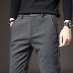 Slim Fit Stretch Trousers Cotton Blend Wrinkle-Resistant – Moss