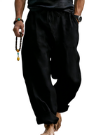 Linen Blend Drawstring Trousers Relaxed Fit – Sable