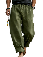 Linen Blend Drawstring Trousers Relaxed Fit – Sable