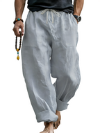 Linen Blend Drawstring Trousers Relaxed Fit – Sable