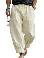 Linen Blend Drawstring Trousers Relaxed Fit – Sable