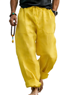 Linen Blend Drawstring Trousers Relaxed Fit – Sable