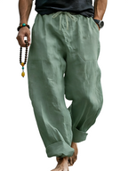 Linen Blend Drawstring Trousers Relaxed Fit – Sable