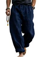 Linen Blend Drawstring Trousers Relaxed Fit – Sable