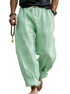 Linen Blend Drawstring Trousers Relaxed Fit – Sable