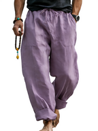 Linen Blend Drawstring Trousers Relaxed Fit – Sable