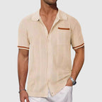 Linen Blend Short Sleeve Shirt Contrast Accents – Drift