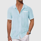 Linen Blend Short Sleeve Shirt Contrast Accents – Drift
