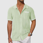 Linen Blend Short Sleeve Shirt Contrast Accents – Drift