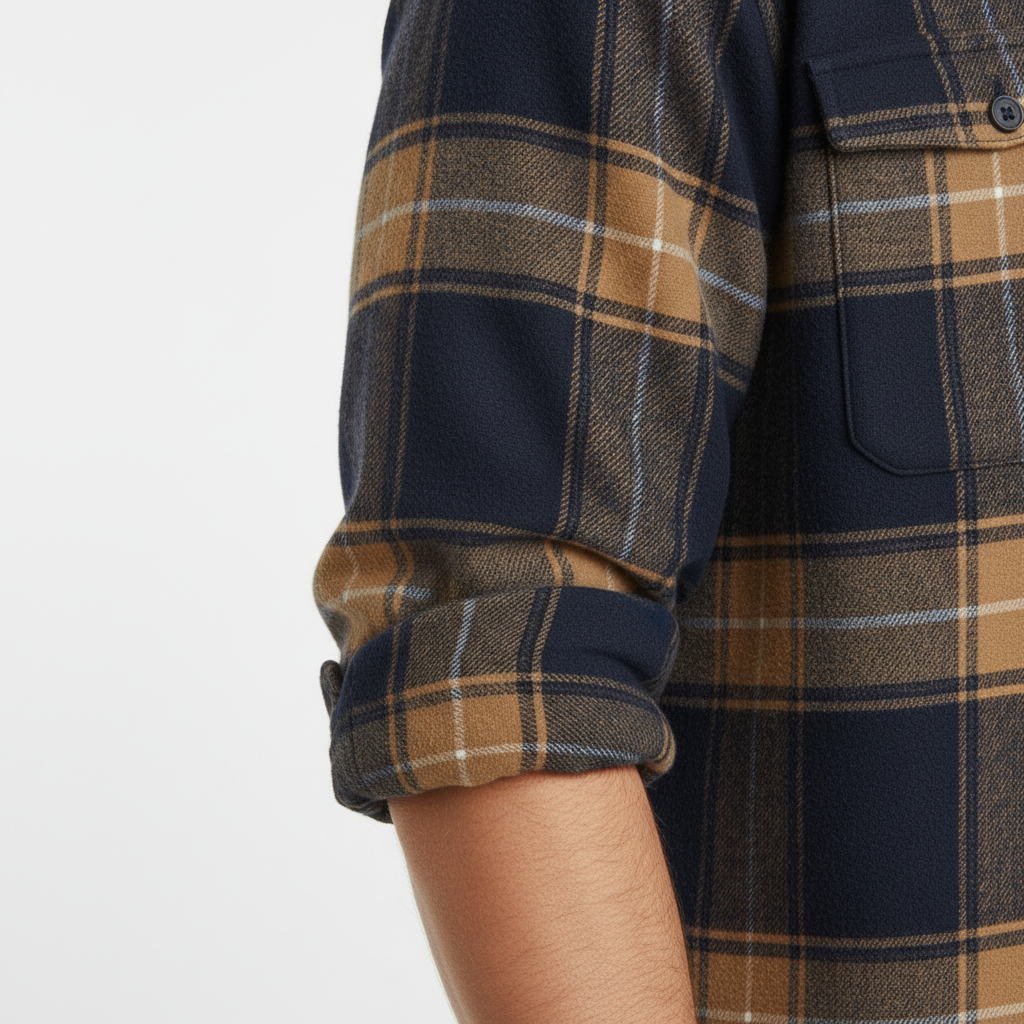 Cotton Flannel Shirt Brushed Texture Button-Down – Farro