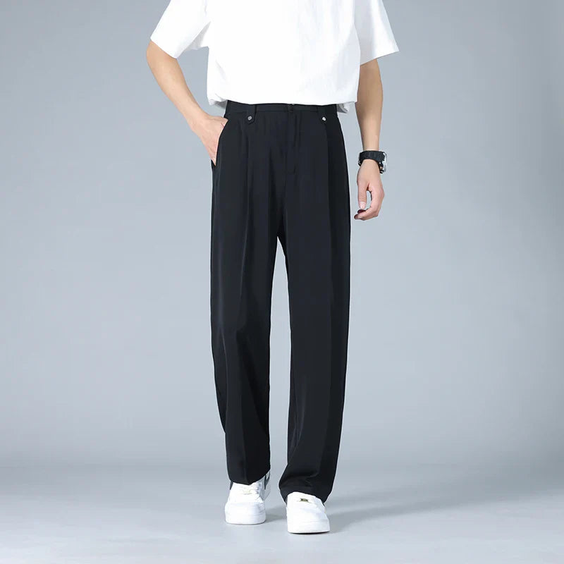 Pleated Dress Trousers Relaxed Fit Stretch Woven – Talver