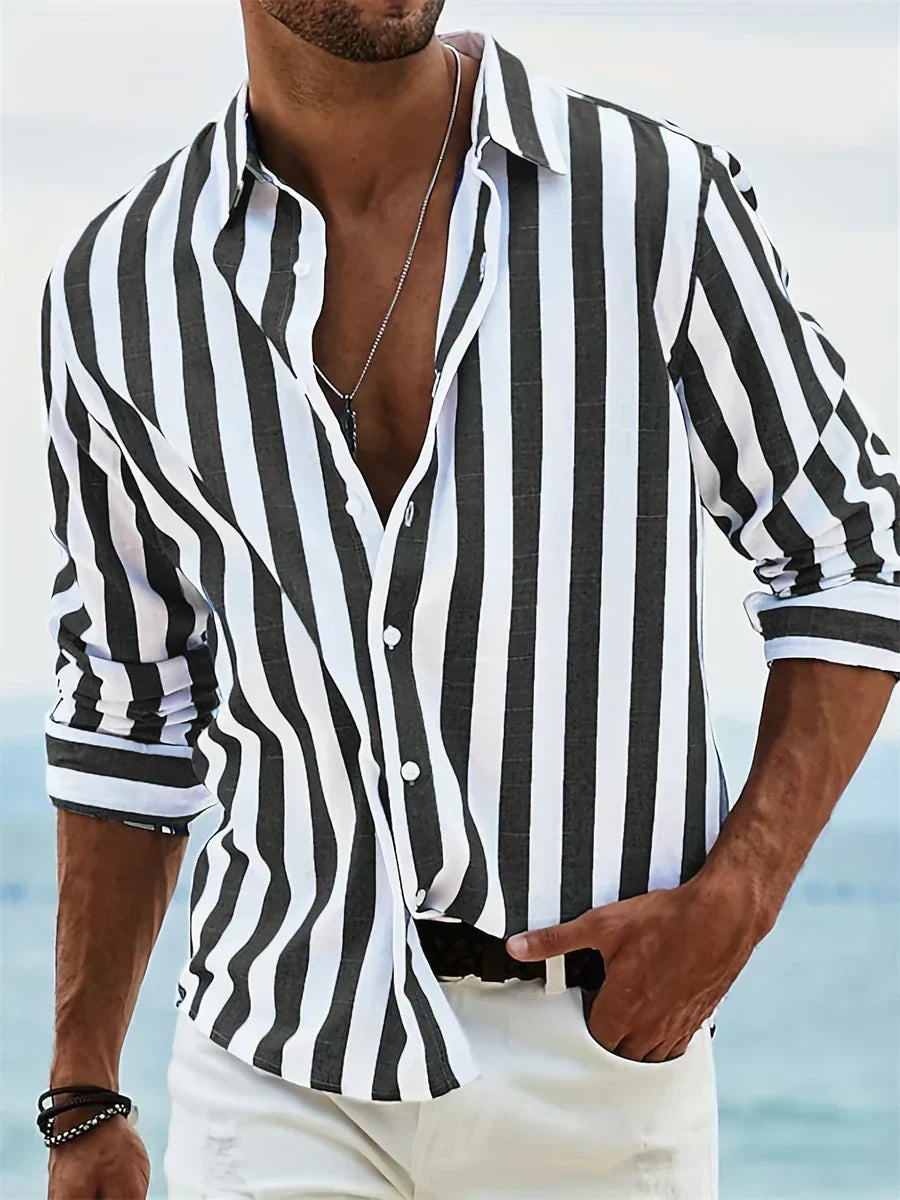 Striped Long Sleeve Button Front Shirt – Stern