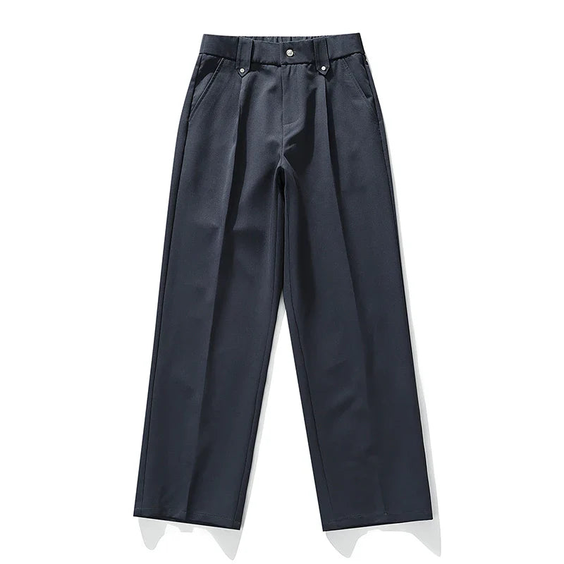 Pleated Dress Trousers Relaxed Fit Stretch Woven – Talver