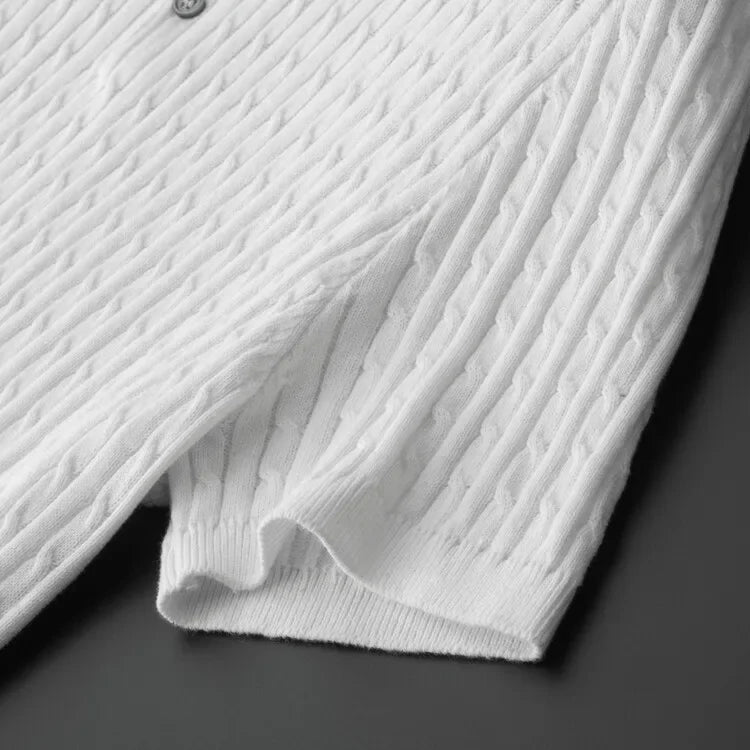 Cotton Polo Textured Knit Tailored Fit – Calvex