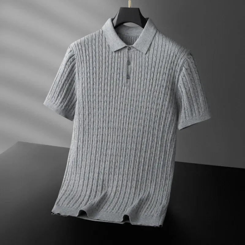 Cotton Polo Textured Knit Tailored Fit – Calvex
