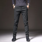 Slim Fit Stretch Trousers Cotton Blend Wrinkle-Resistant – Moss