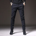 Slim Fit Stretch Trousers Cotton Blend Wrinkle-Resistant – Moss