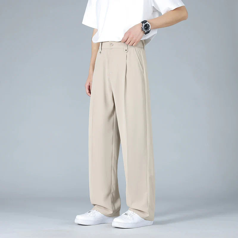 Pleated Dress Trousers Relaxed Fit Stretch Woven – Talver