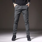 Slim Fit Stretch Trousers Cotton Blend Wrinkle-Resistant – Moss