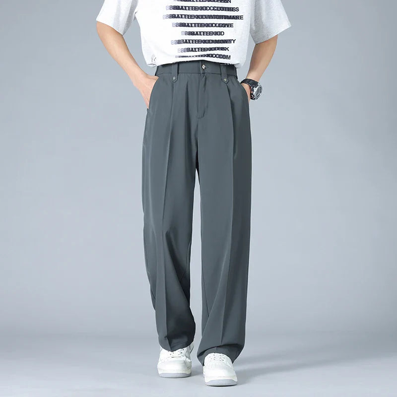 Pleated Dress Trousers Relaxed Fit Stretch Woven – Talver