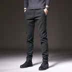Slim Fit Stretch Trousers Cotton Blend Wrinkle-Resistant – Moss