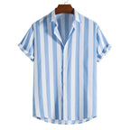 Stripe Short Sleeve Button-Up Shirt Relaxed Fit in Black – Zane