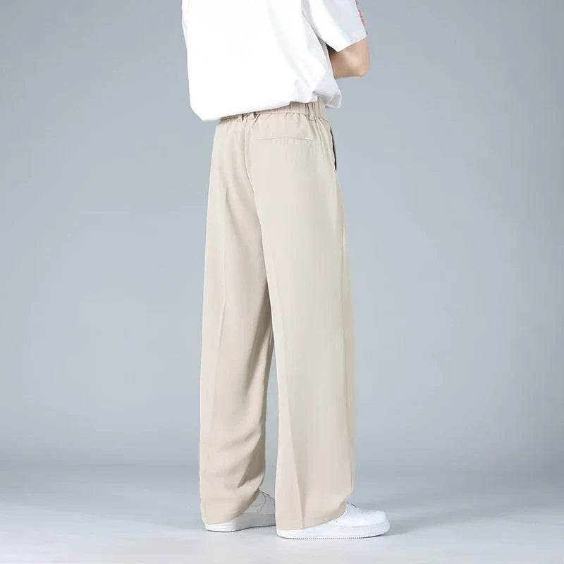 Pleated Dress Trousers Relaxed Fit Stretch Woven – Talver