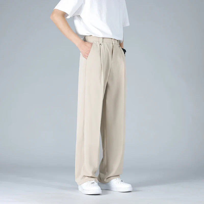 Pleated Dress Trousers Relaxed Fit Stretch Woven – Talver