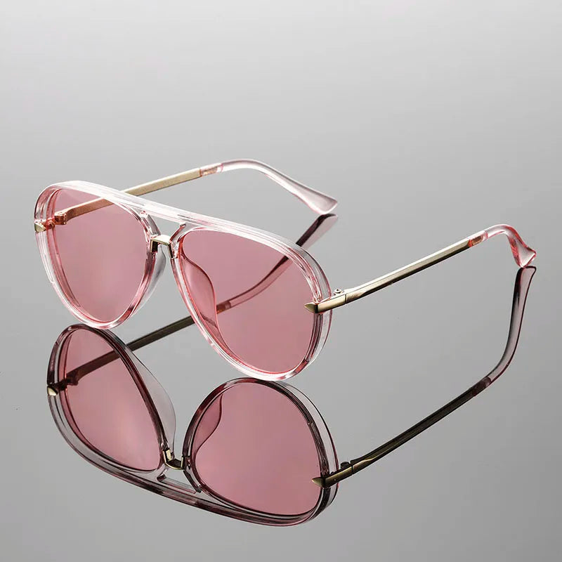 Aviator Sunglasses Polished Metal Frame Retro Lens – Tarvel