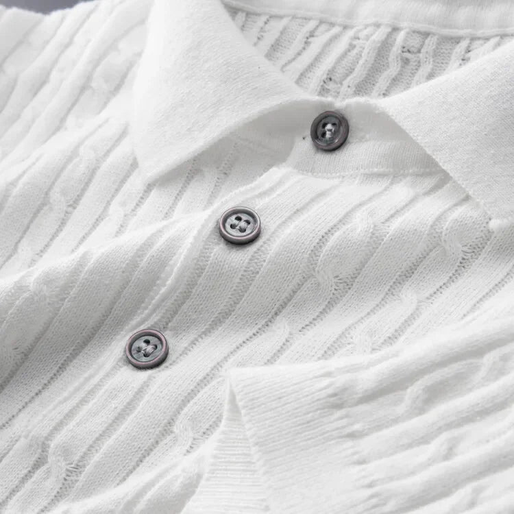 Cotton Polo Textured Knit Tailored Fit – Calvex