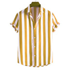 Stripe Short Sleeve Button-Up Shirt Relaxed Fit in Black – Zane