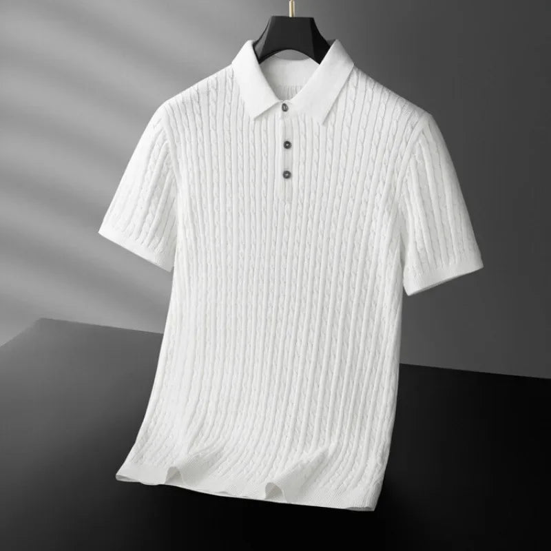 Cotton Polo Textured Knit Tailored Fit – Calvex