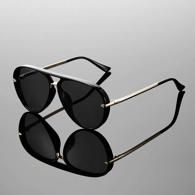 Aviator Sunglasses Polished Metal Frame Retro Lens – Tarvel