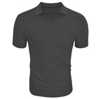 Slim Fit Ribbed Polo V-Neck Tailored Collar – Kade