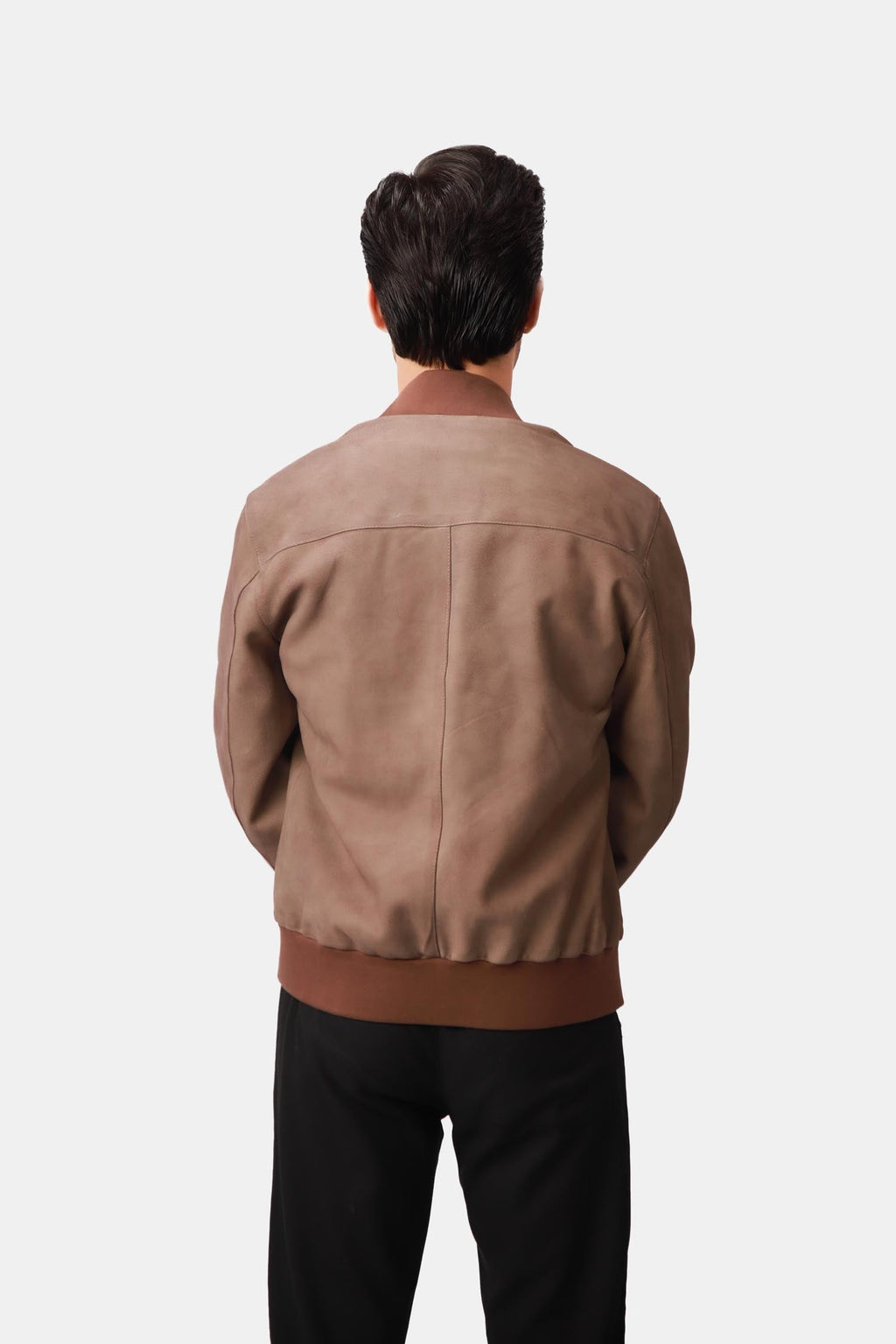 Cervex | Nubuck Bomber Jacket Ribbed Trim Beige