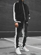 Men's Velvet Full-Zip Tracksuit Relaxed Fit Set – Morvex