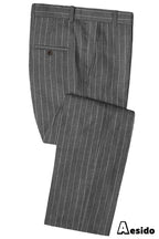 Striped flat-front wool blend trouser in gray – TARLANO