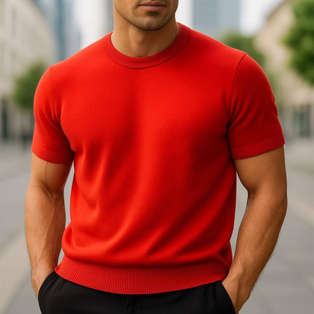 Crew Neck Merino Wool Blend Tee Tailored Fit – Drex