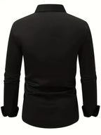 Long Sleeve Dress Shirt Pointed Collar Button Down in Black – Hale