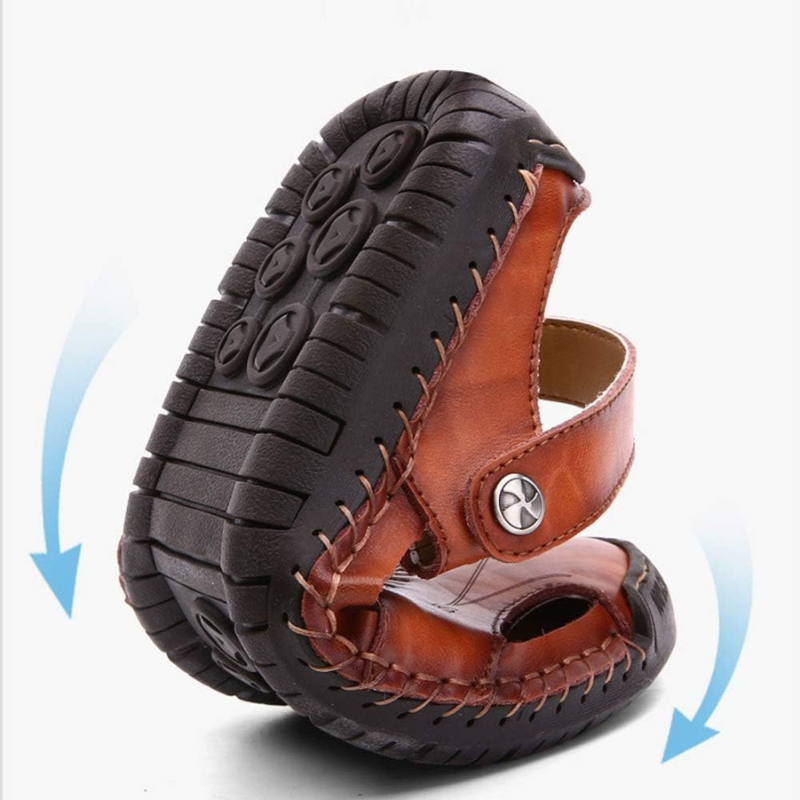 Men's Closed-Toe Leather Sandal Orthopedic Arch Support – Tarcon