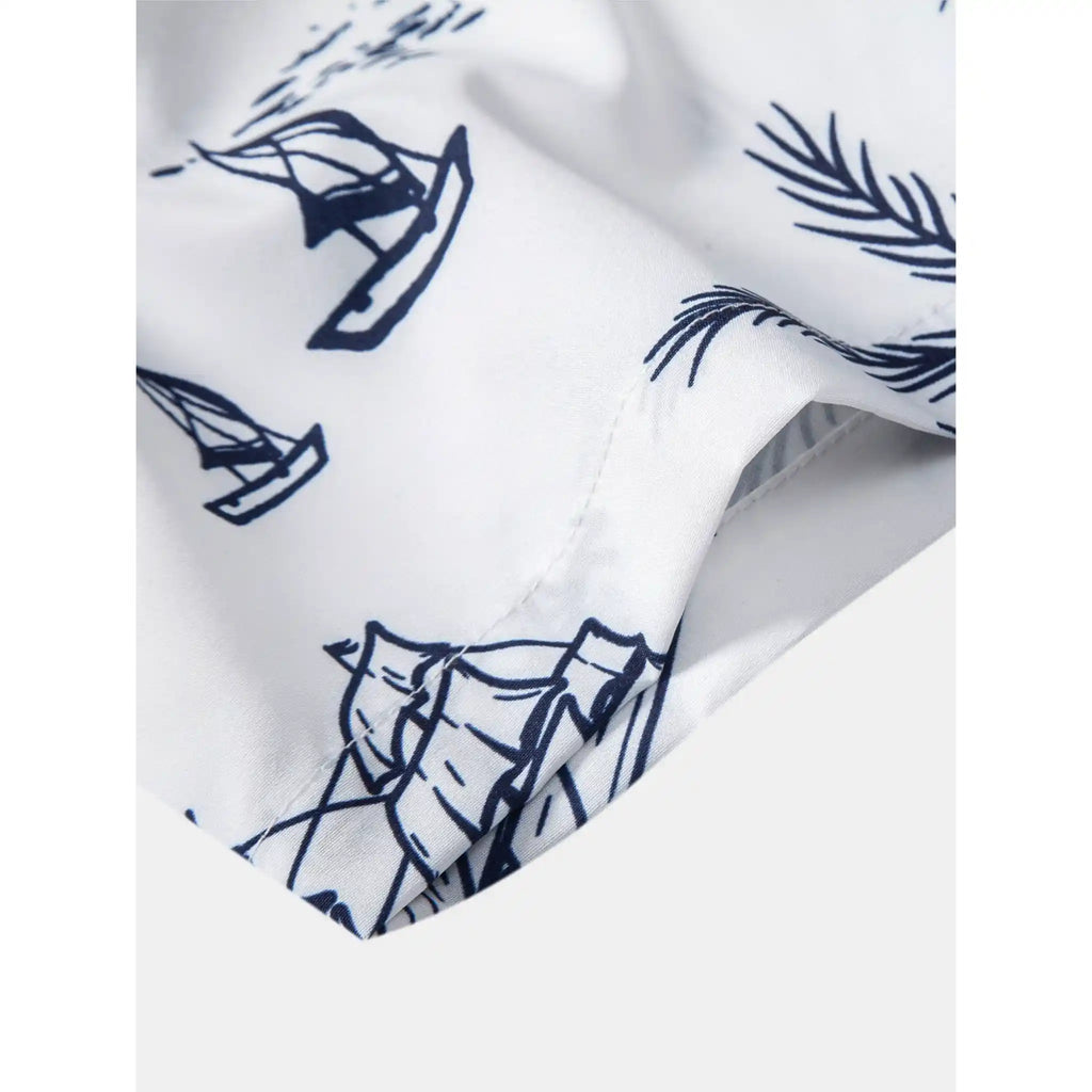Button Up Shirt and Straight Leg Pants 2-Piece Set Island Print – Maxo
