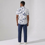 Button Up Shirt and Straight Leg Pants 2-Piece Set Island Print – Maxo