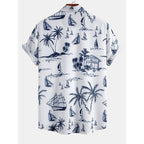 Button Up Shirt and Straight Leg Pants 2-Piece Set Island Print – Maxo