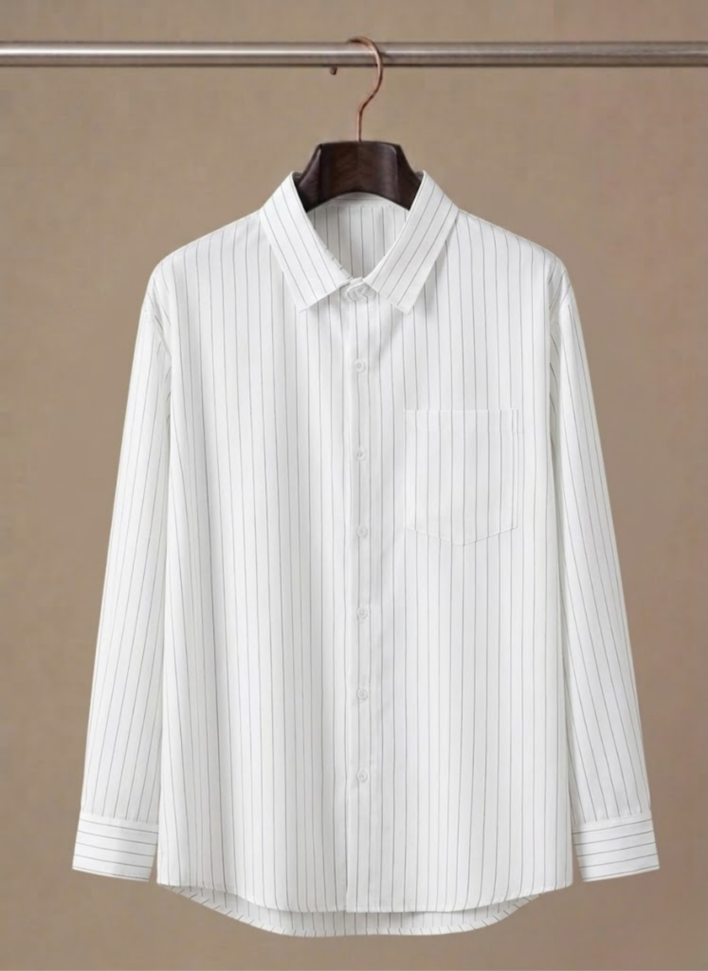 Striped cotton button-up shirt in white – TARLANO