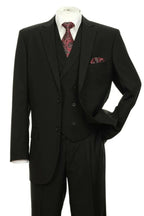 3-piece double breasted suit in black with vest and notch lapel jacket – TARLANO
