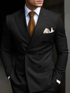Double Breasted Suit Men Cotton Blend Six-Button Notch Collar – Stavo
